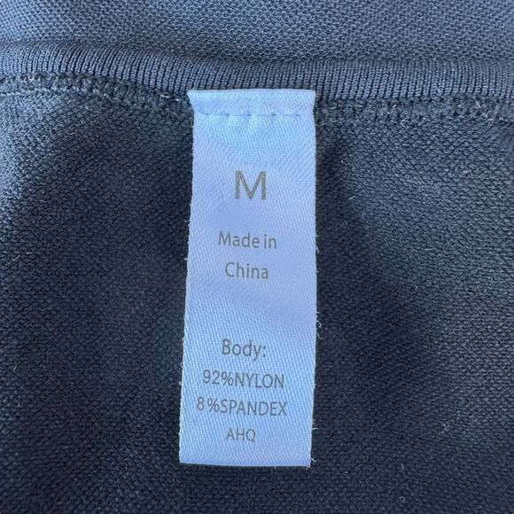 New Seamless Black Long Sleeve Cut Out Stretch Hollow Out Women Cropped Top M - Picture 6 of 6